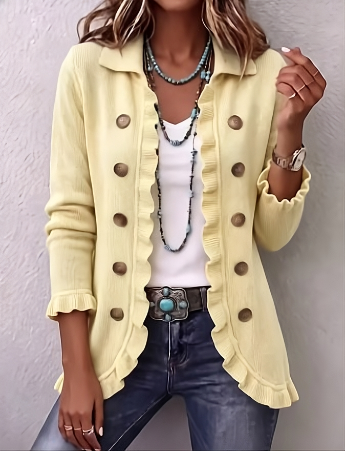 Chaqueta Boho-Chic con Bordado Floral y Volantes
