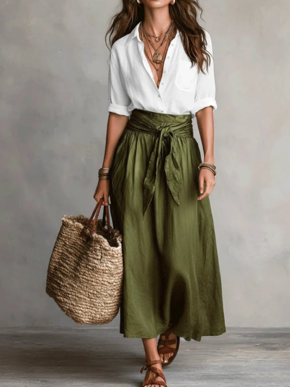 Marisa | Conjunto boho camisa oversize y falda larga