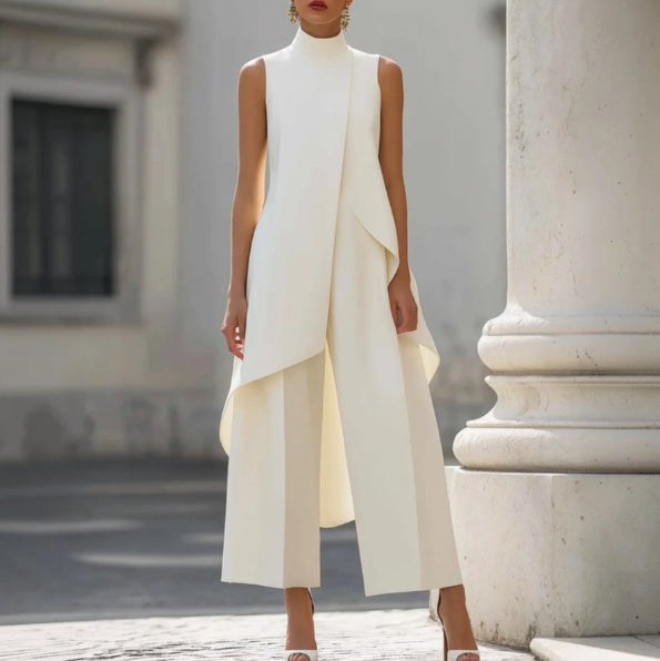Valentina | Mono elegante con top de cuello alto drapeado