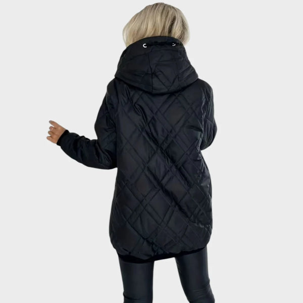 Paola | Chaqueta acolchada con capucha y cremallera negra