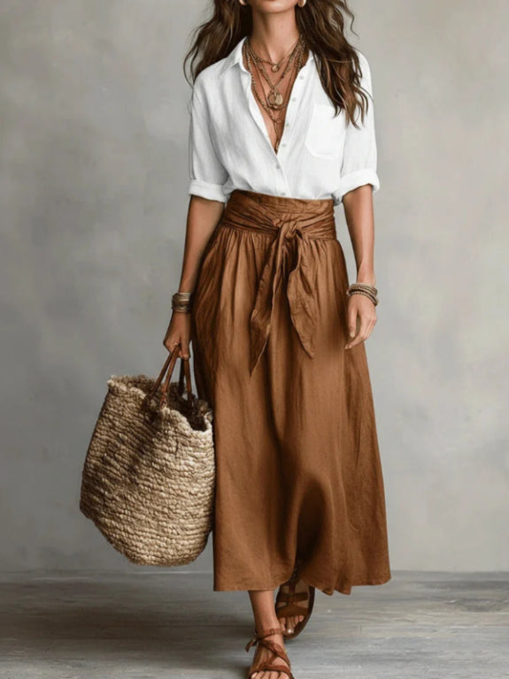 Marisa | Conjunto boho camisa oversize y falda larga