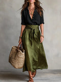 Marisa | Conjunto boho camisa oversize y falda larga