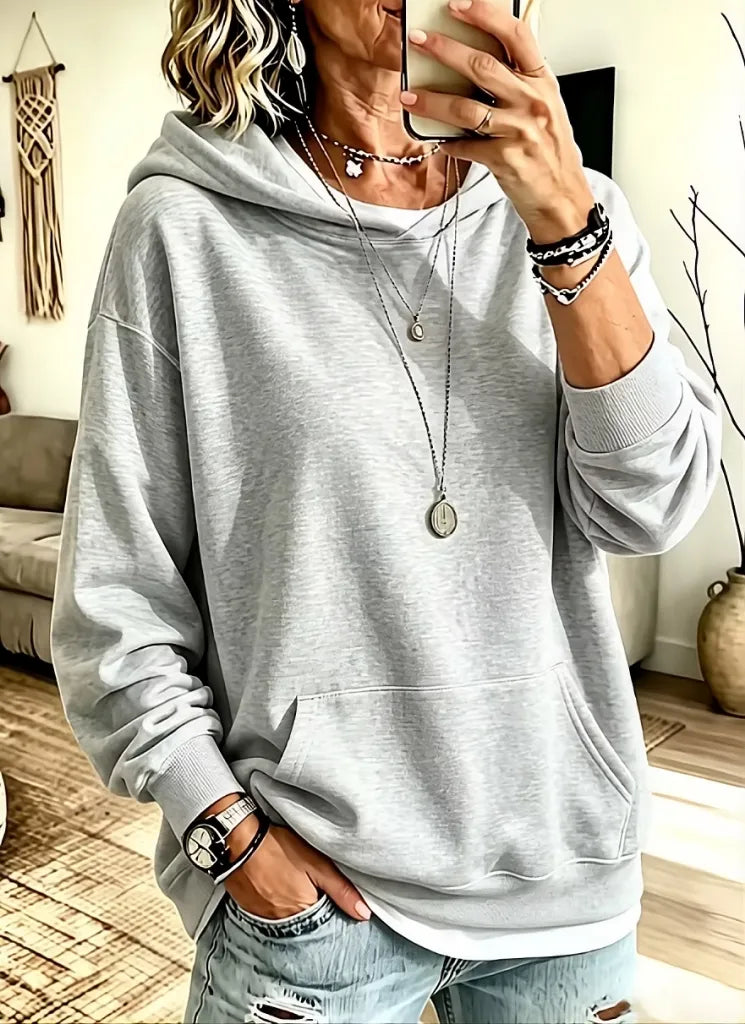 Sudadera con capucha informal de algodón de corte relajado